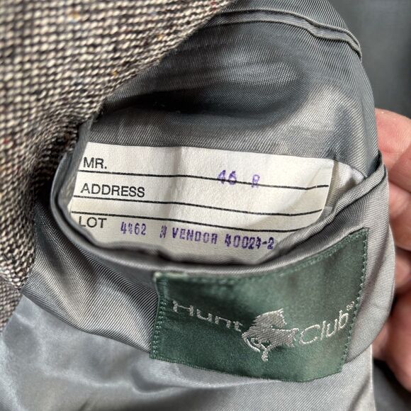 HUNT CLUB VINTAGE Virgin Wool Blazer Brown Suit Jacket Elbow Patches - Picture 12 of 12